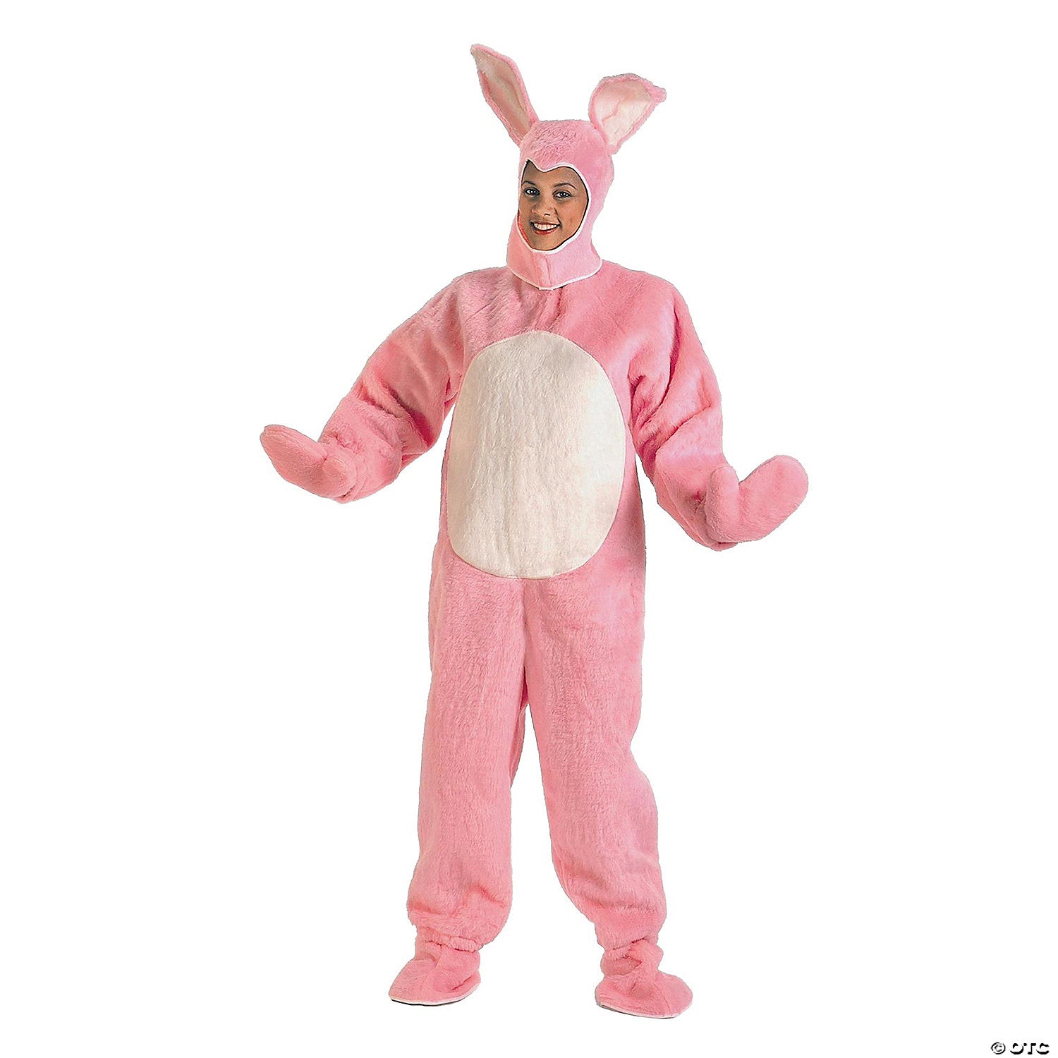 adult pink easter bunny suit with bunny hood costume   xl~ae1094pxl