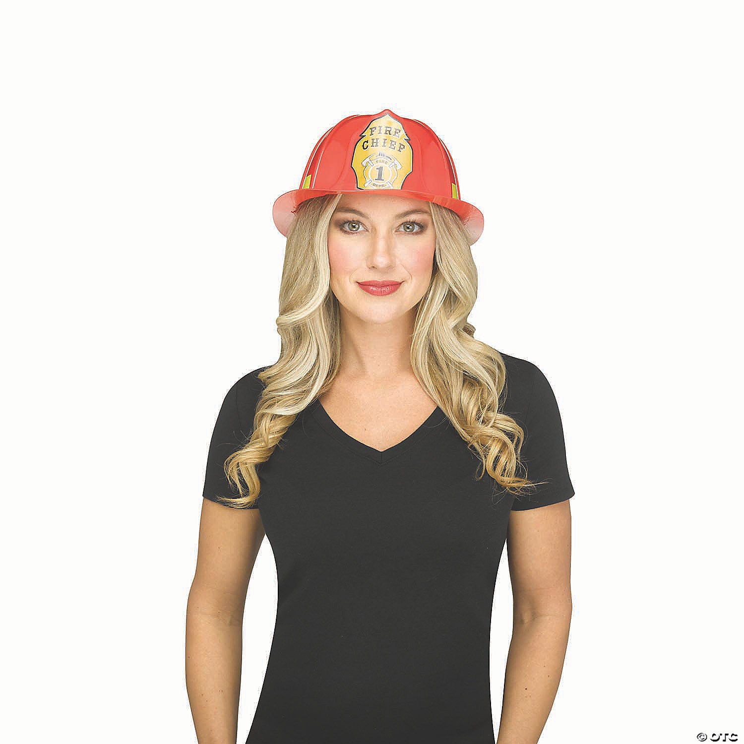 adults red & yellow plastic firefighter hat costume accessory~fw93616