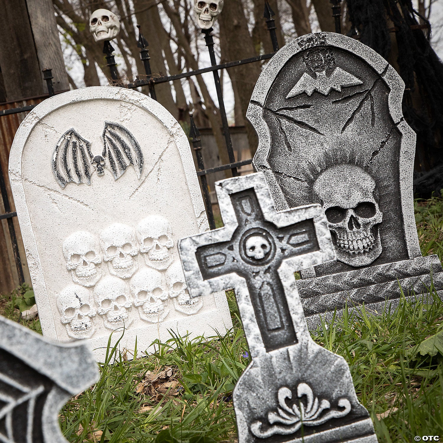 bat & skull foam tombstone halloween decorations set & 8211  6 pc ~atc00125-a03
