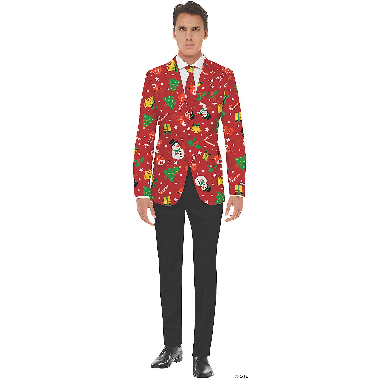 men s red icon christmas jacket & tie~osjm0072lg