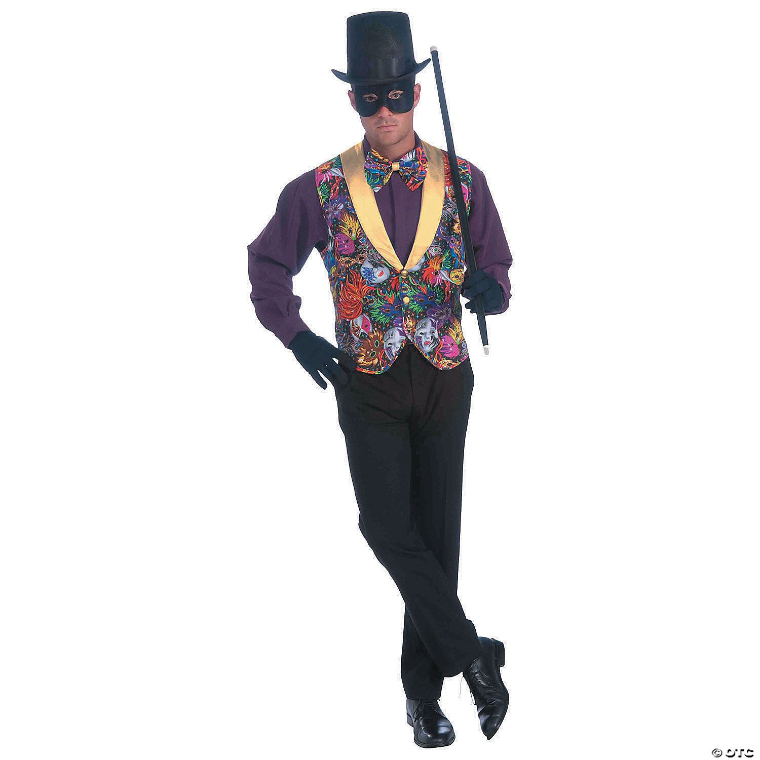 men s vest & bow tie mardi gras costume set~fm68639