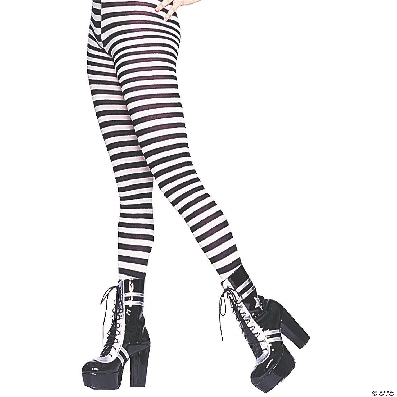 black & white striped plus size tights~ua900bwxl