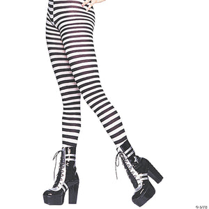 black & white striped plus size tights~ua900bwxl