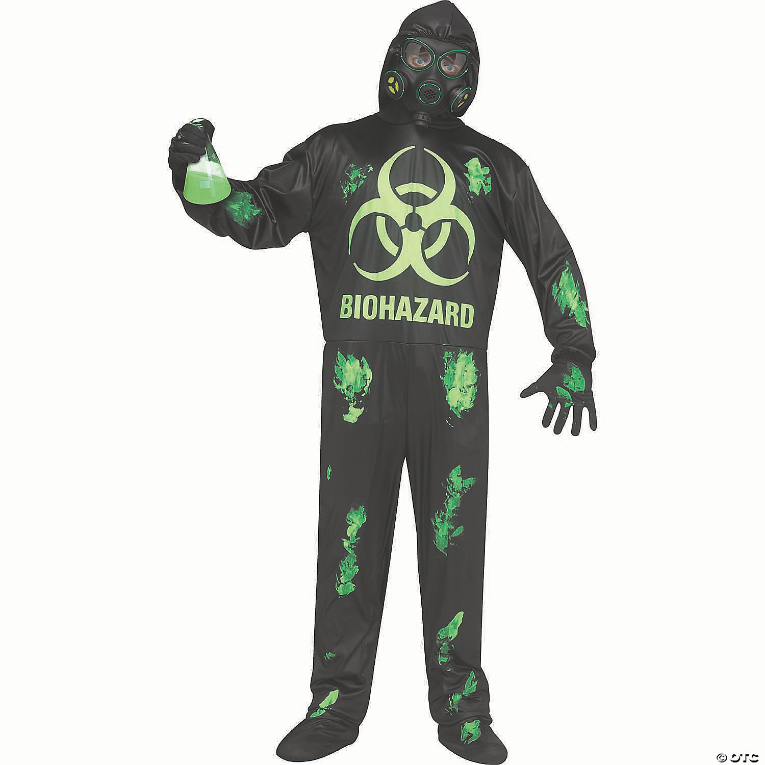 adults black & green light up bio hazard costume   one size~fw134174