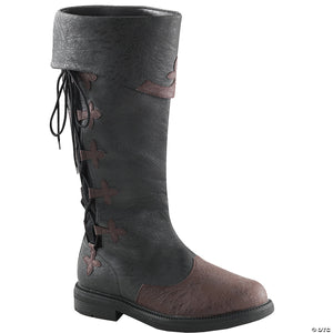 men s black lace up captain boots   size medium~ha161bnsm