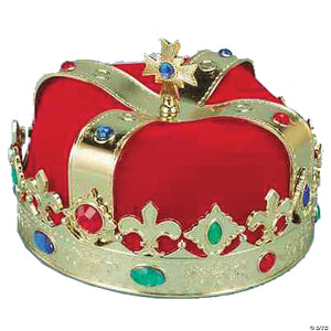 adults gold crown with stones & red turban~fm56717