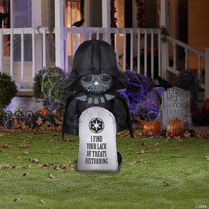 sup  blowup inflatable stylized darth vader with tombstone halloween outdoor yard decoration~ss225042g-a02