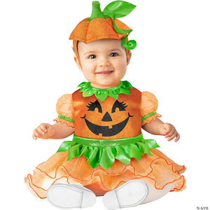 baby girl orange & green polyester pretty pumpkin tutu halloween costume   small 6 12 months~fwck16155s