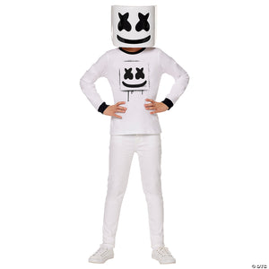 kids black & white marshmello halloween costume   large 10 12~fw103552l