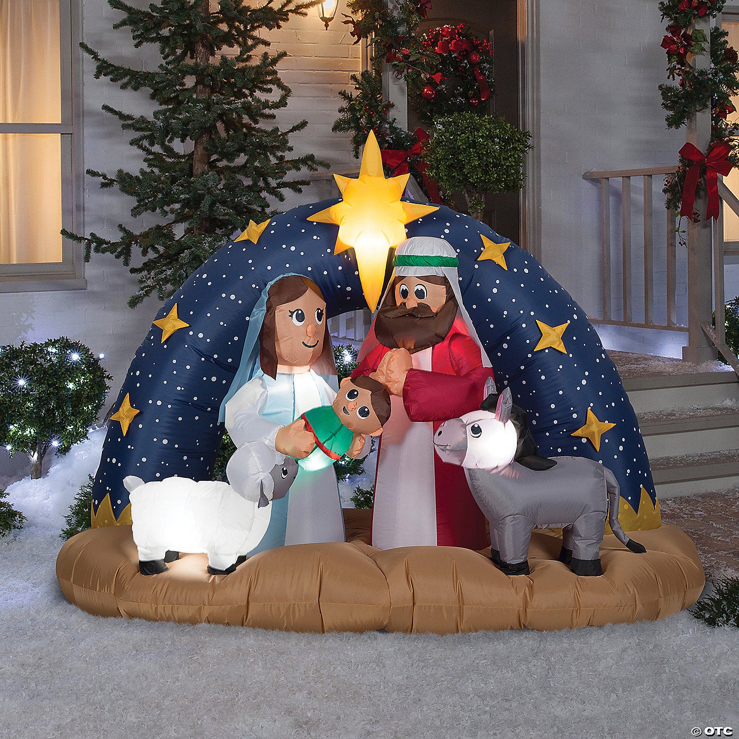 78  blow up inflatable snowy night nativity with built in lights outdoor yard decoration~ss118905g-a02