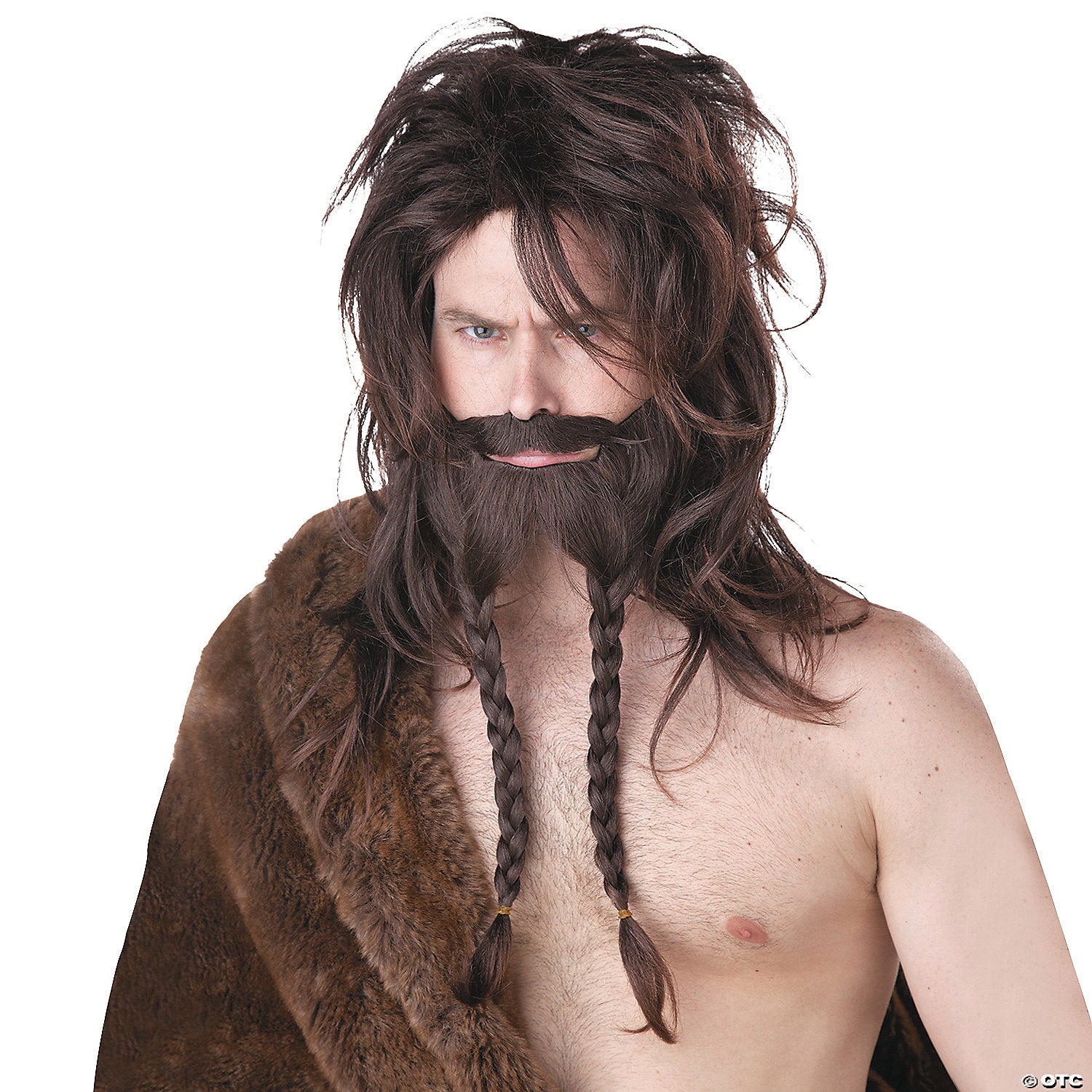 men s brown viking wig with beard & mustache~cc70775bn