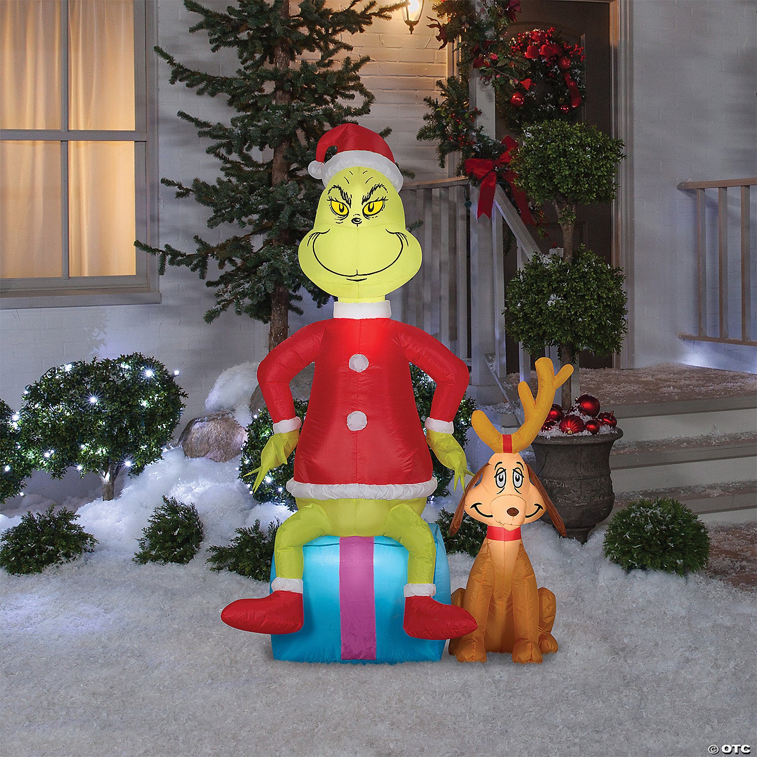 airblown& 174  grinch with max 41 inch inflatable christmas yard d& 233 cor~ss117715g-a01