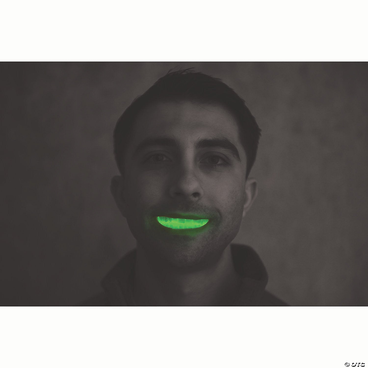 light up fade in & out green plastic mouthpiece costume accessory~fw96895g