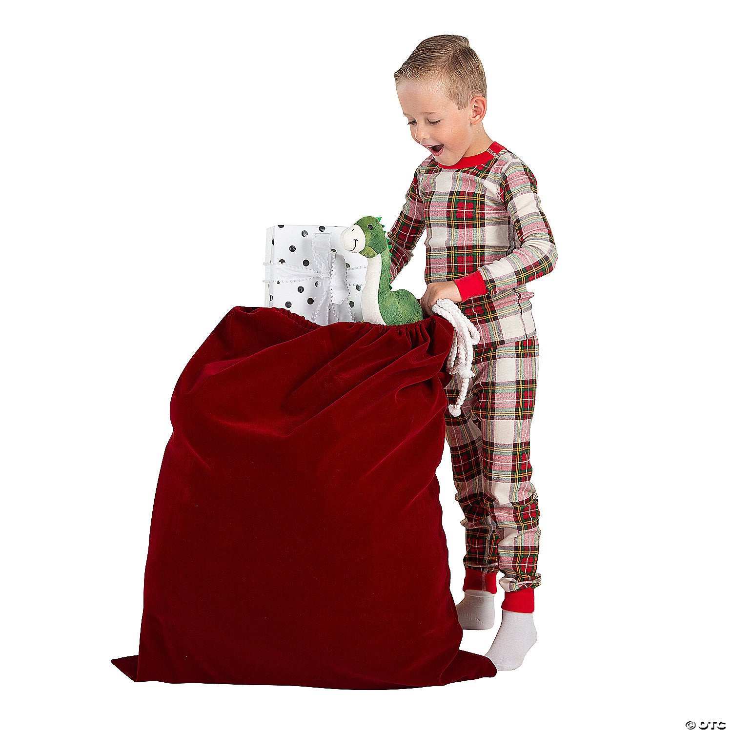 burgundy velvet santa toy bag~ae997-a02
