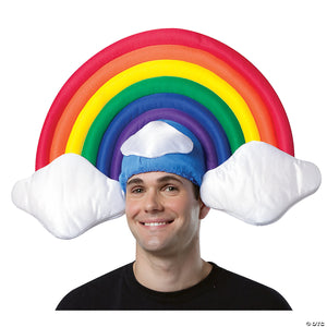 adults stuffed rainbow with clouds hat~gc3038
