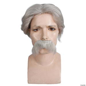 adults white mark twain wig & moustache~ca68-a02