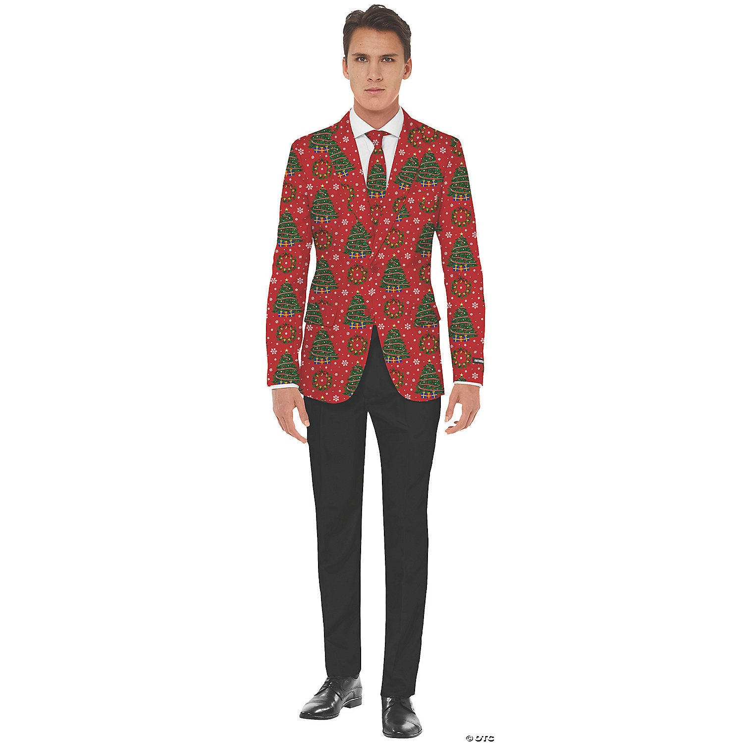 men s christmas trees jacket & tie set~osmb1000lg