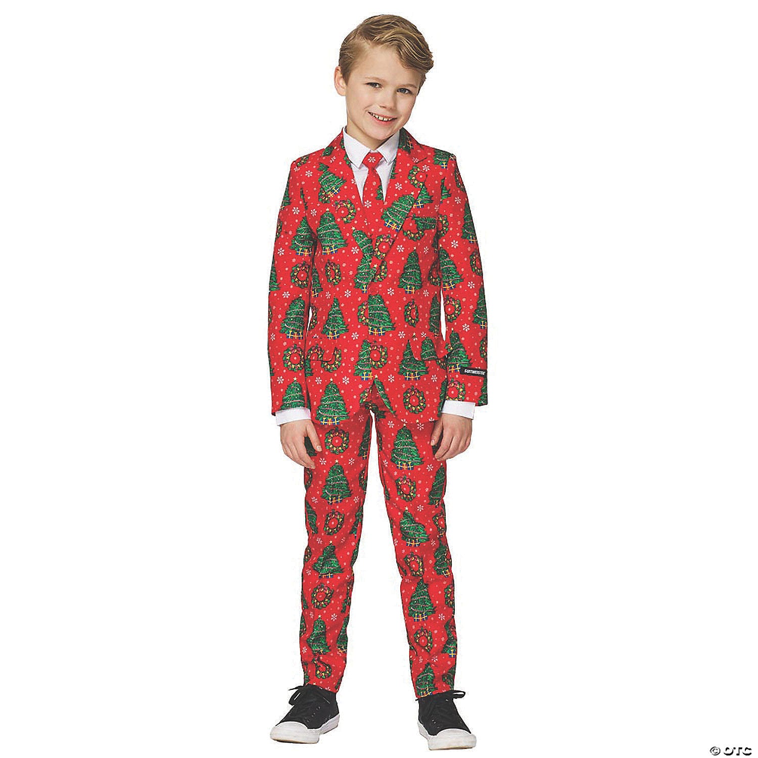 boy& 8217 s red christmas suit costume   large~osb007lg