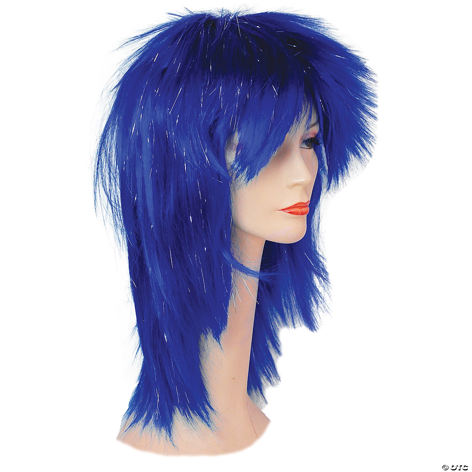 long straight shag wig with tinsel blue~lw245bu