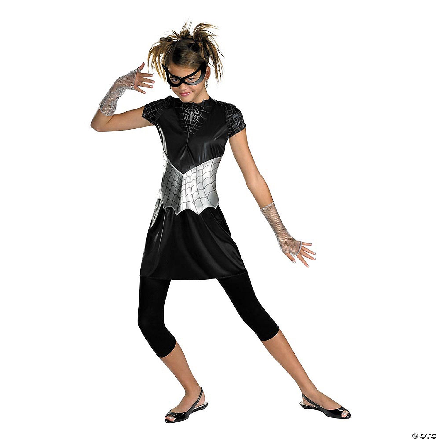 teen girl s black suited spider costume   standard~dg50239t
