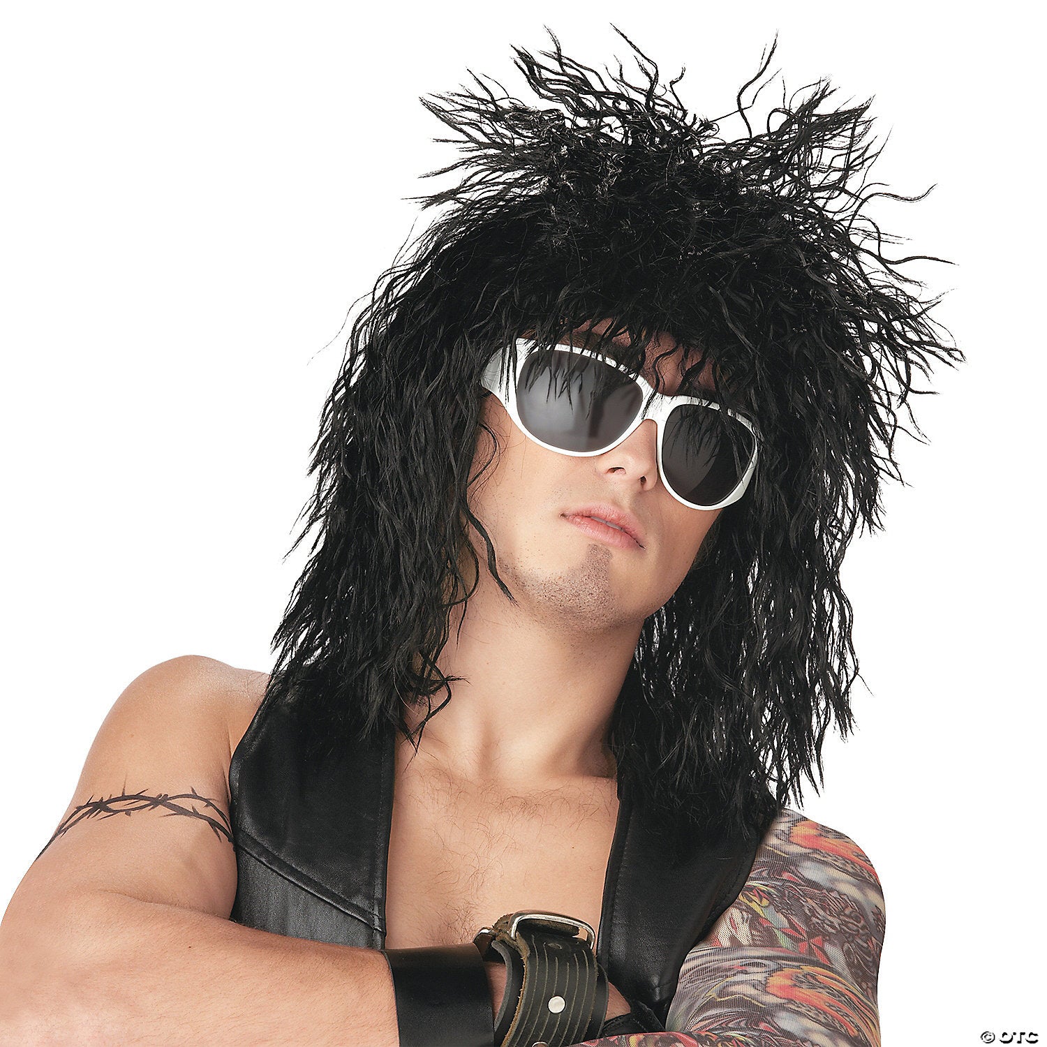 adults black rock star wig~cc70476bk