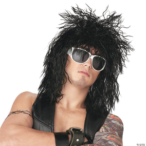 adults black rock star wig~cc70476bk