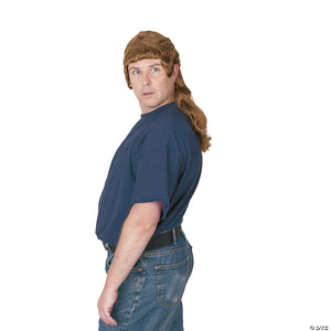 adults brown mullet old school flat wig~fw92292bn