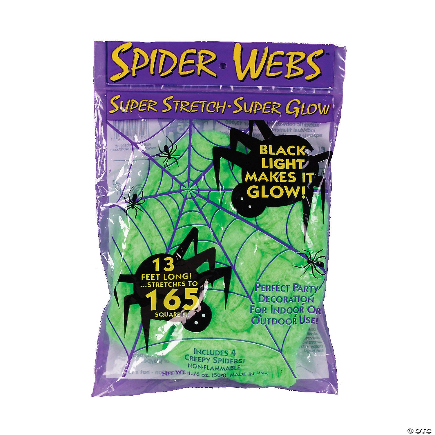 165 sq  ft  super stretch glowing green spider web decoration~fw9524