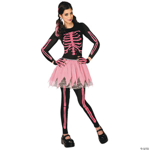 women s pink punk skeleton costume    extra small~lf5433xs
