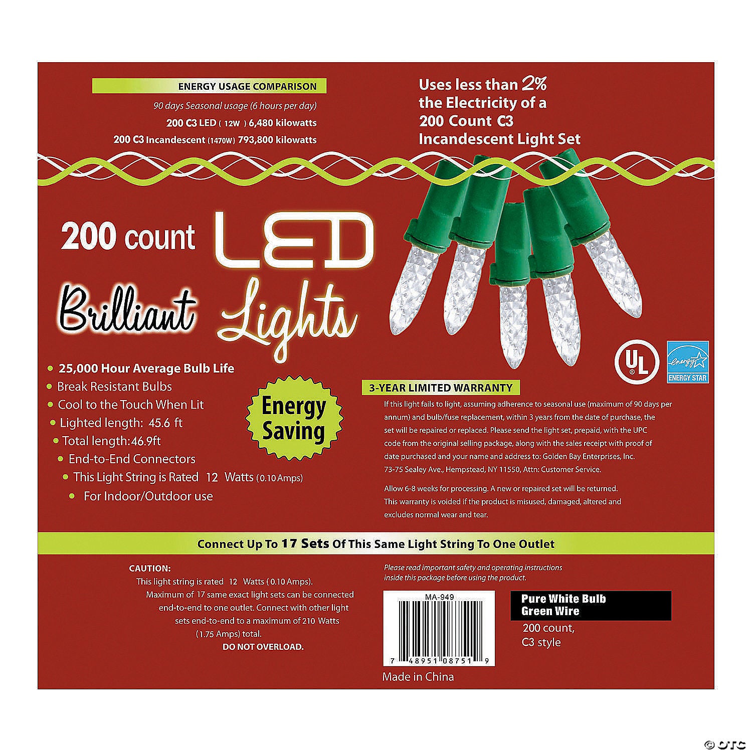 200l pure white holiday led lights   c3 style~ma949