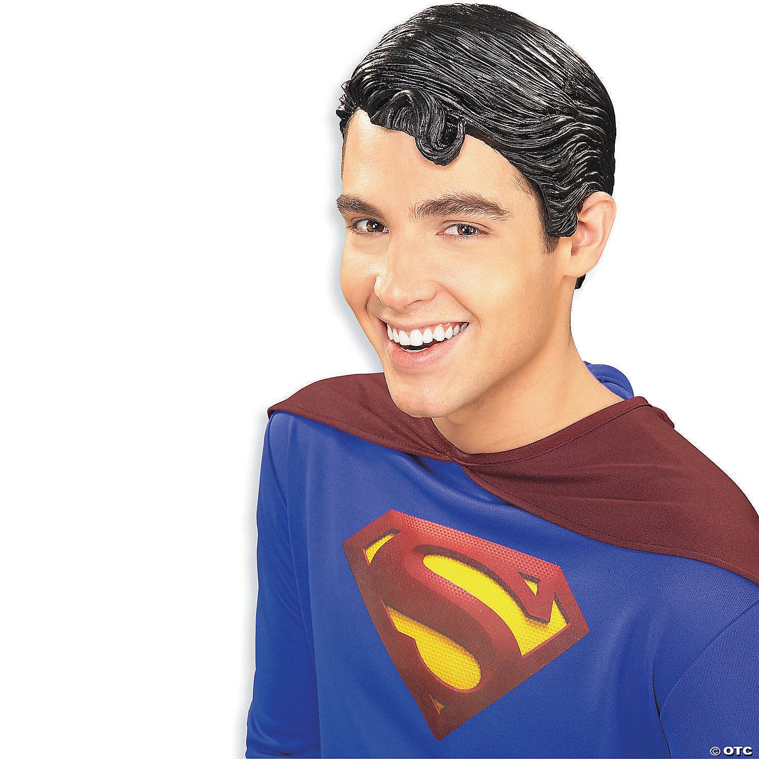 adults black superman& 8482  vinyl wig~ru6490