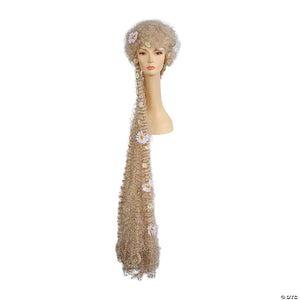 adults blonde godiva wig with flowers~lw386bl