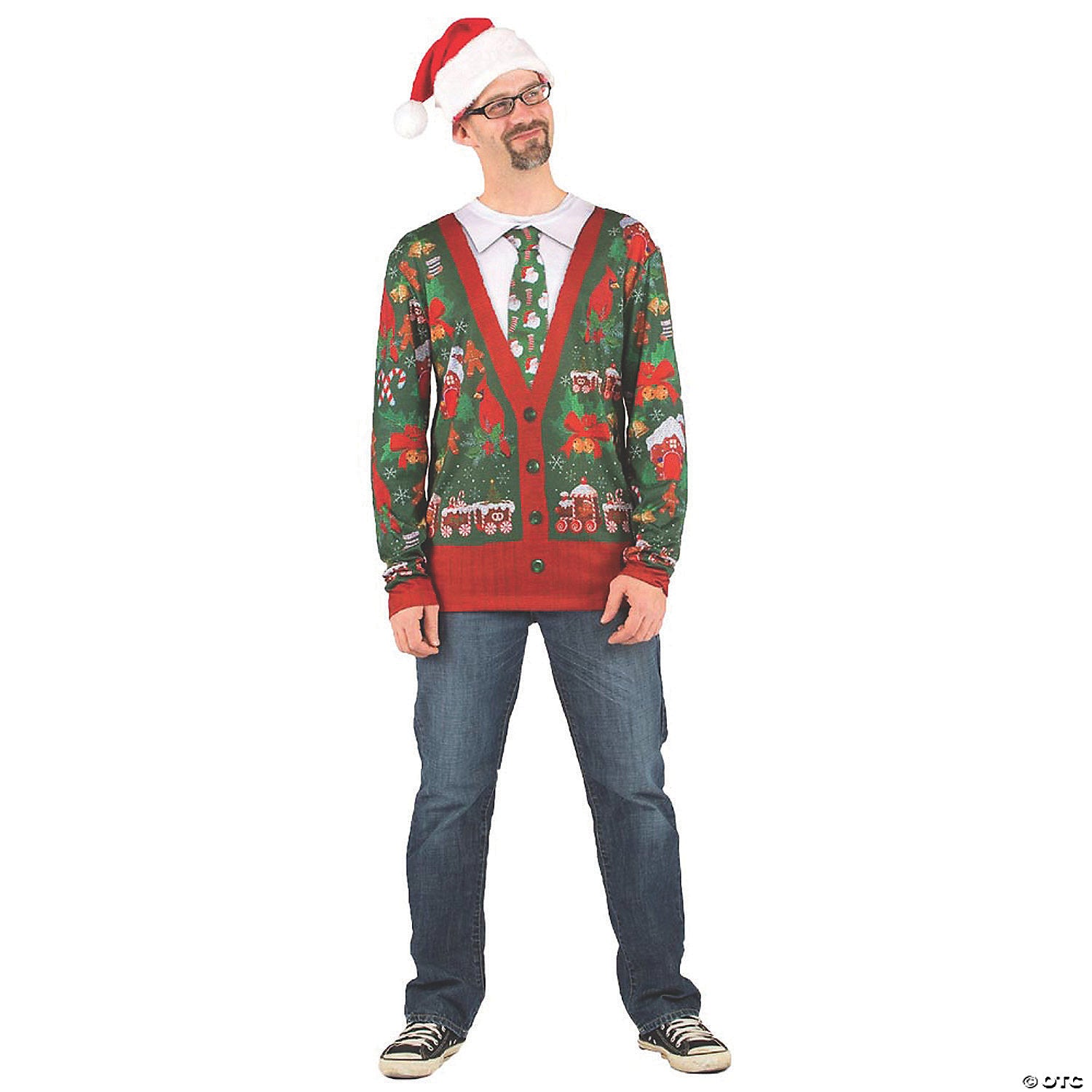 adult ugly christmas cardigan t shirt   medium~fr115779md