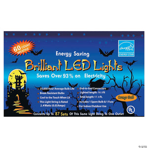 led 60 count orange party lights halloween decoration~ma84