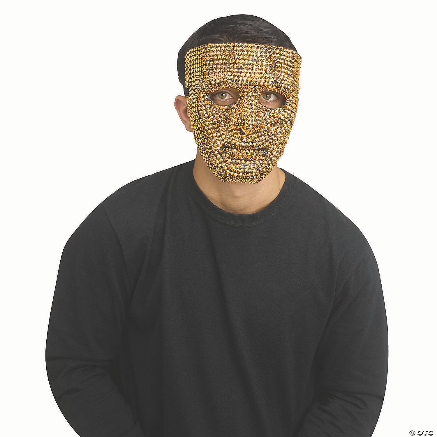 adults gold rhinestone bling plastic full mask   one size~fw93369gd