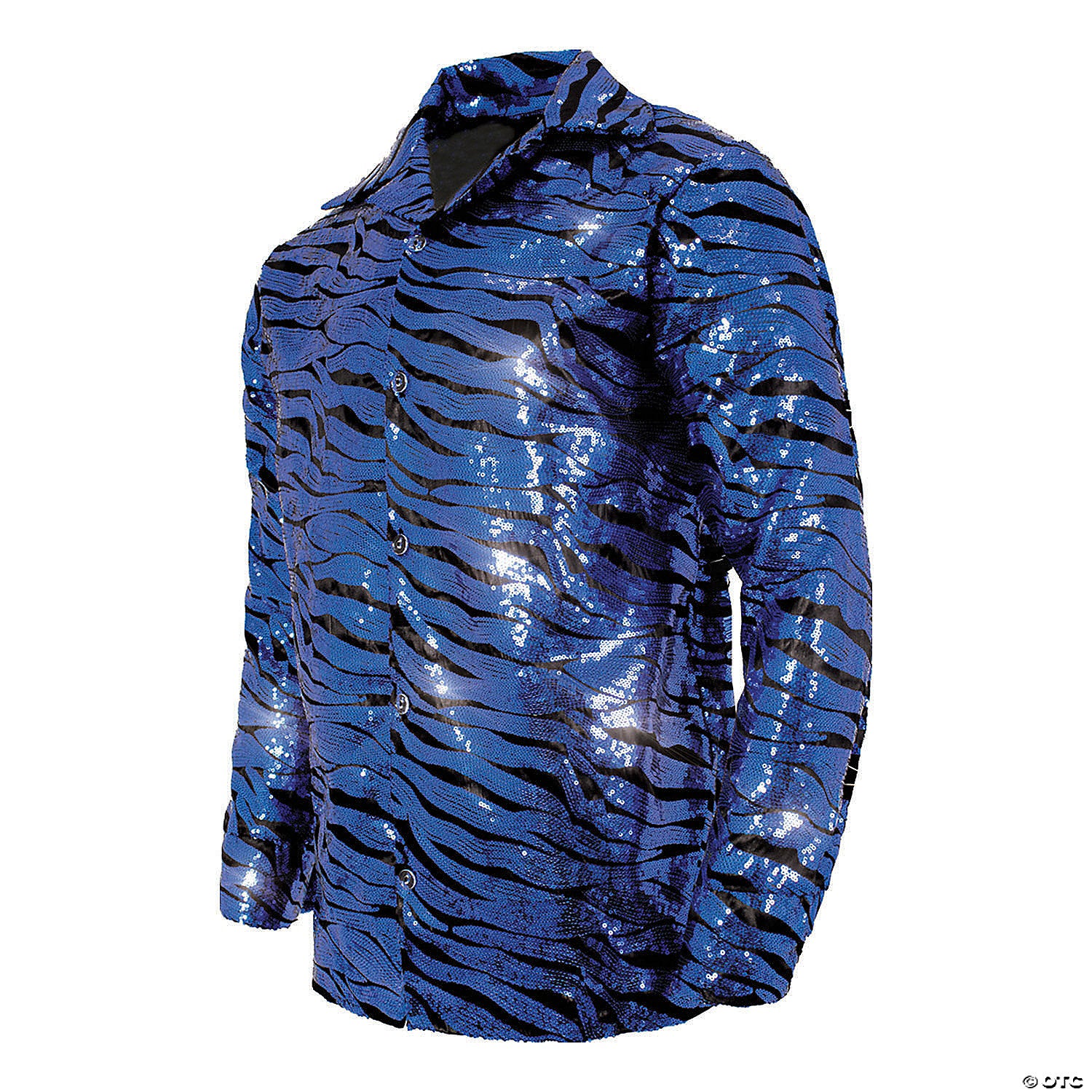adults blue sequin tiger shirt   standard~ur30304