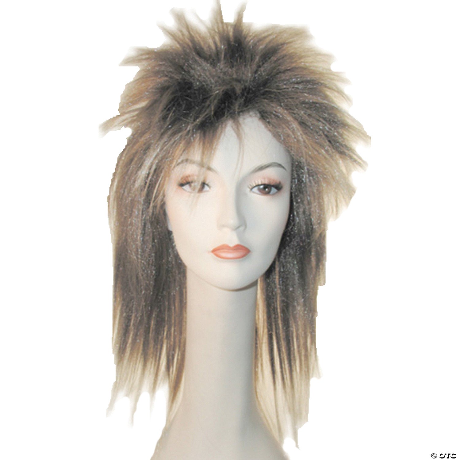 Mid-Length Punk Wig Lt Brown/Medium Brown