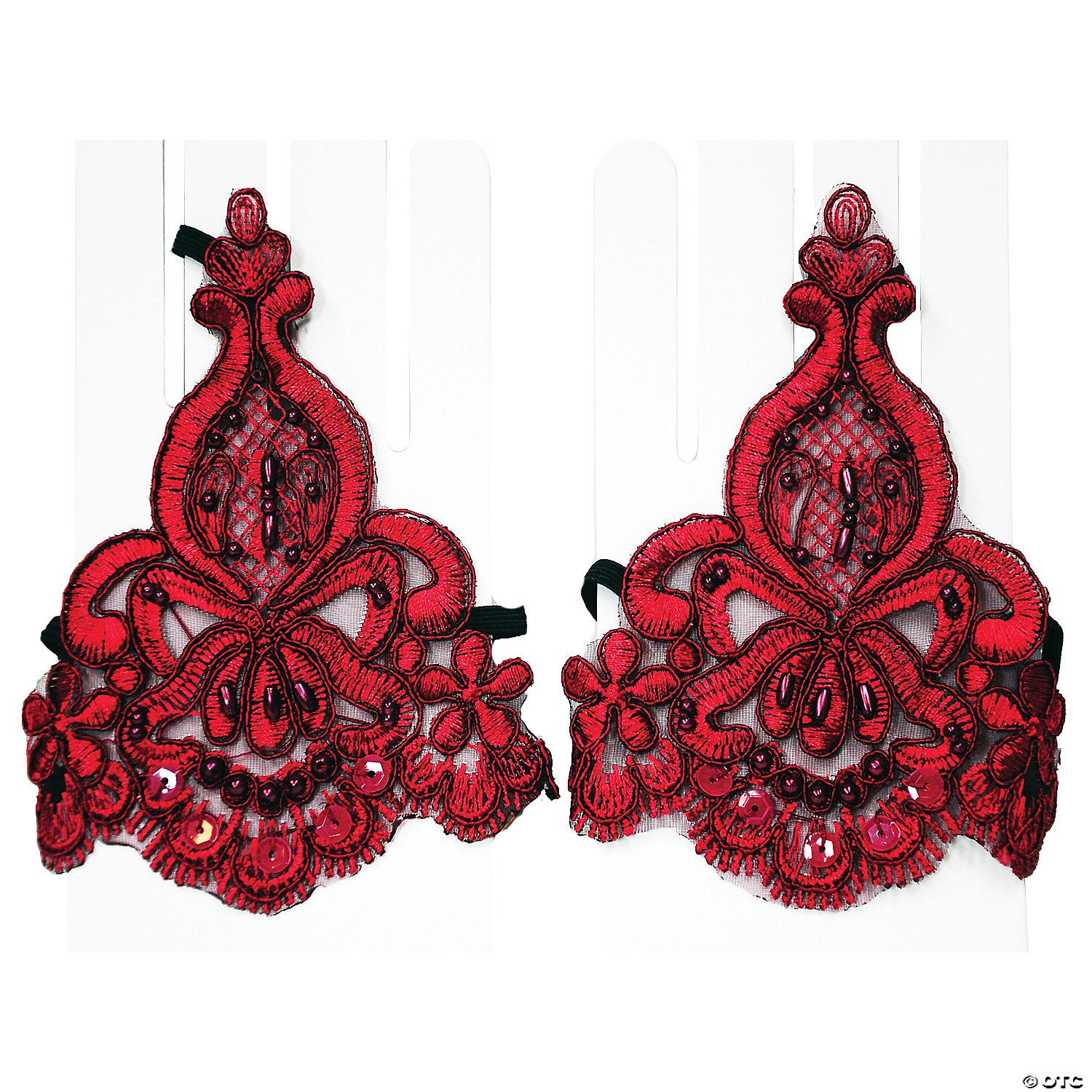 burgundy lace wristlet with beads~glha224nt