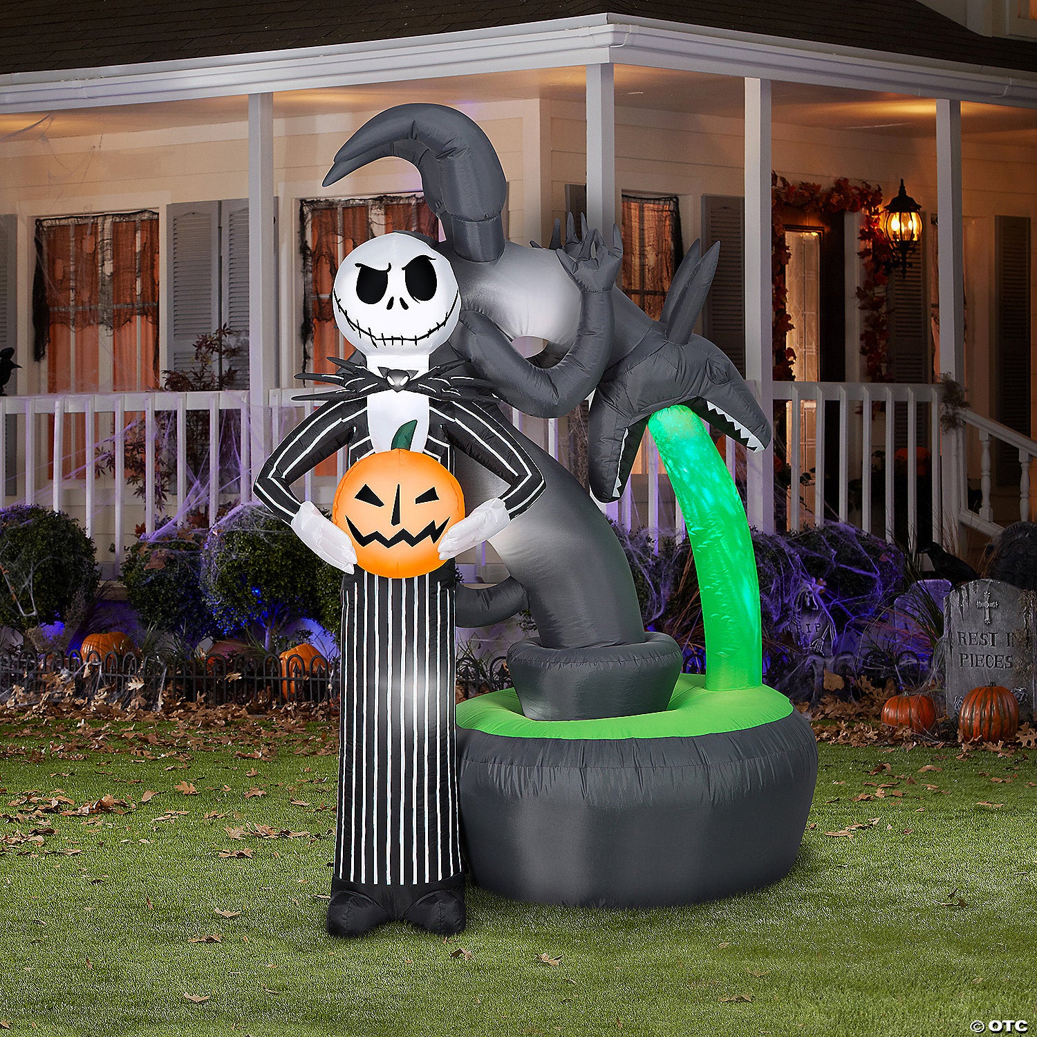 6 ft  blow up inflatable projection nightmare before christmas jack skellington with built in led lights outdoor yard decoration~ss228488g-a02