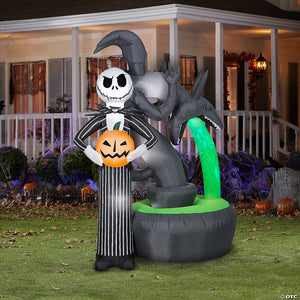 6 ft  blow up inflatable projection nightmare before christmas jack skellington with built in led lights outdoor yard decoration~ss228488g-a02