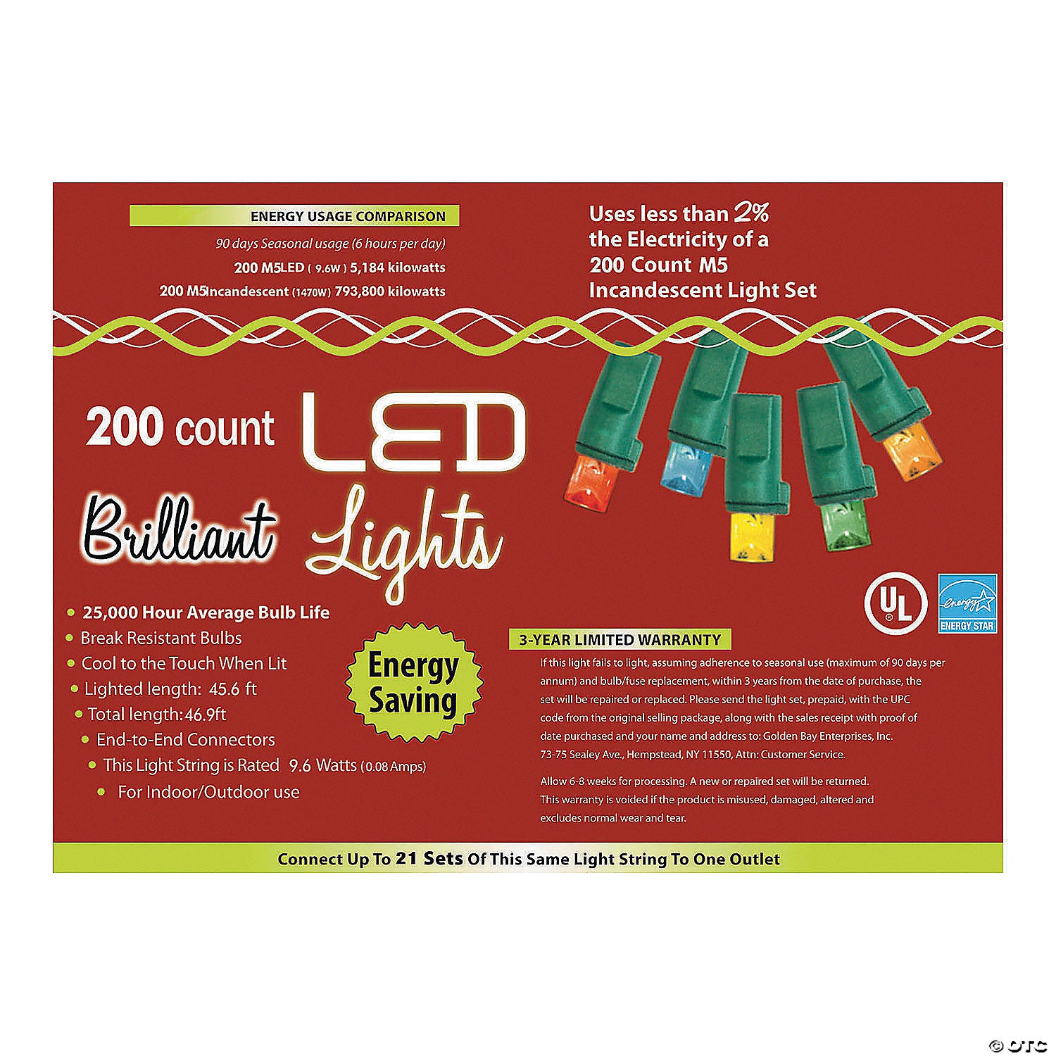 200 count m5 multicolor christmas string lights~ma953