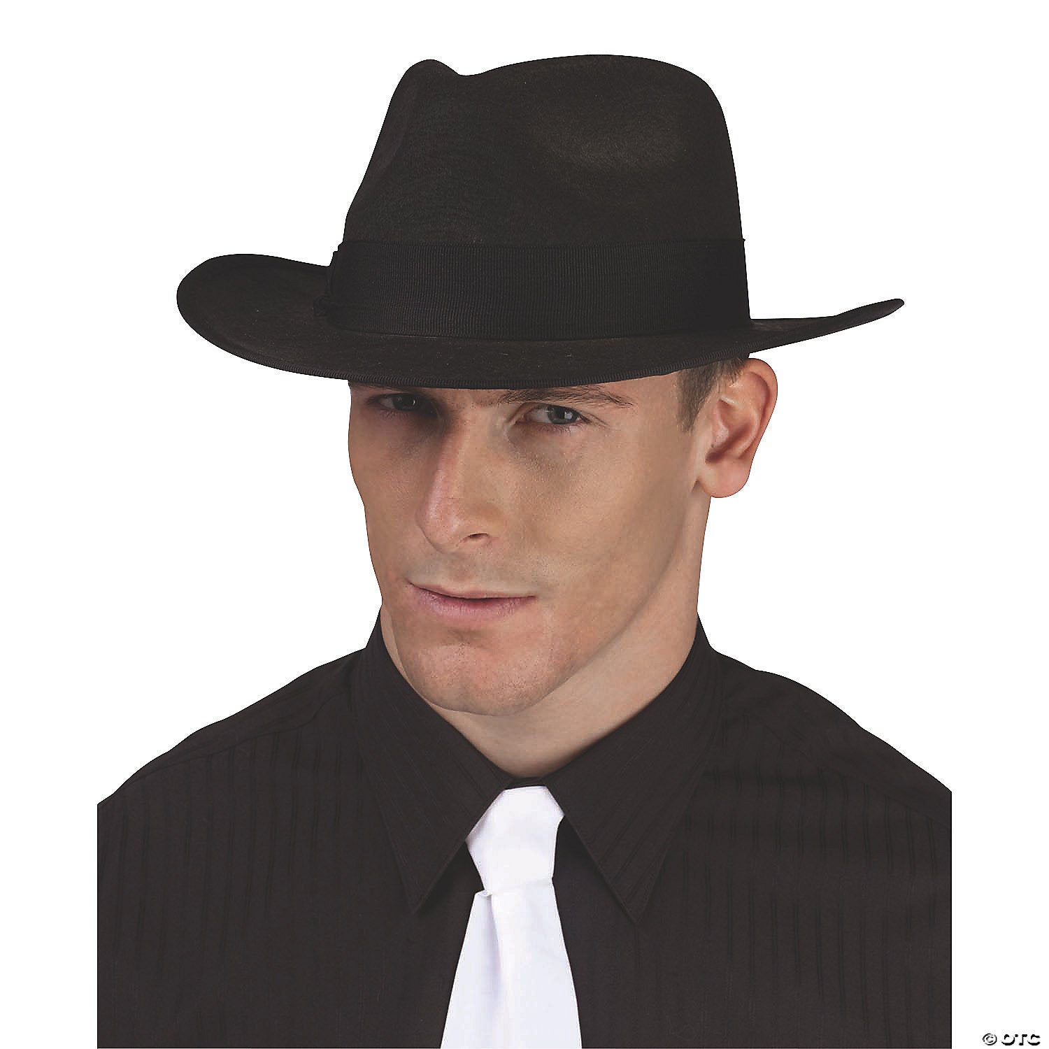adults black polyester fedora hat with black ribbon costume accessory~fw90006fkk