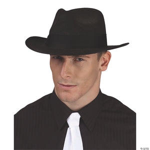 adults black polyester fedora hat with black ribbon costume accessory~fw90006fkk
