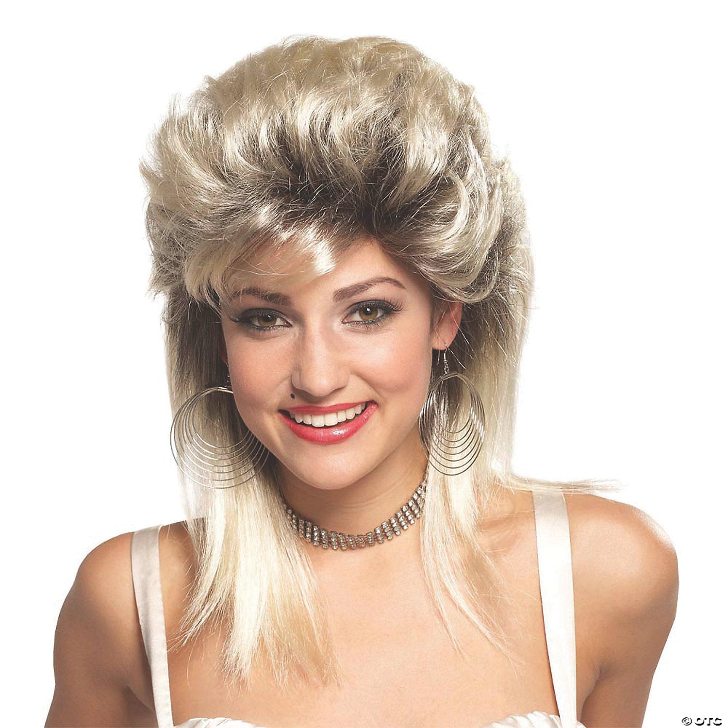 black & blonde 1980s rocker groupie wig~mr179501