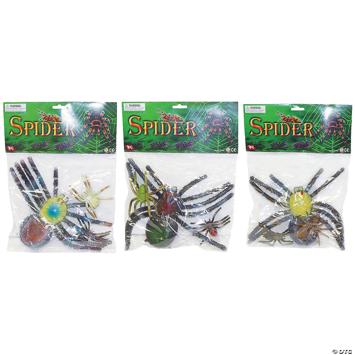assorted rubber spiders   3 pieces~ss09639
