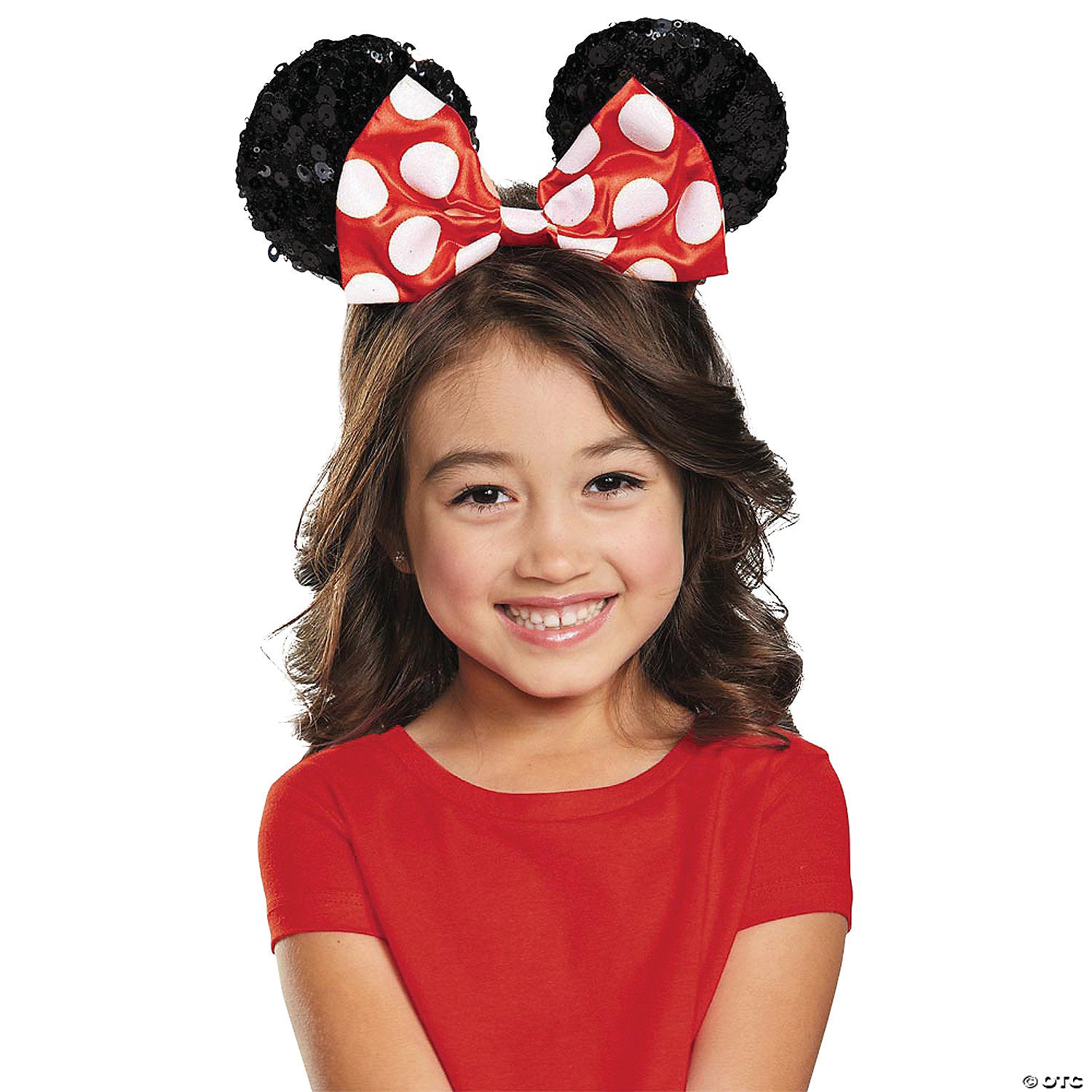 kid& 8217 s red minnie mouse bow sequin ears~dg85591