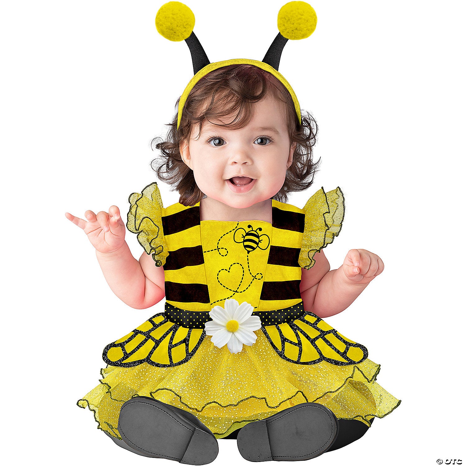 baby girl yellow & black polyester baby bee halloween costume   small 6 12 months~fwck16154s