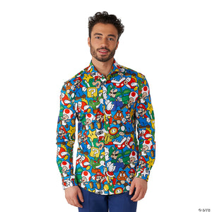 men& 8217 s super mario& 8482  dress shirt   medium 40 43~ossm0028md-a04
