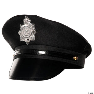 adults black police officer hat~ur30588