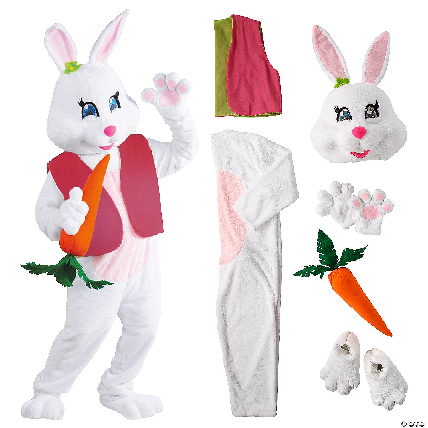 women& 8217 s easter bunny costume with vest & carrot~mc01-a03